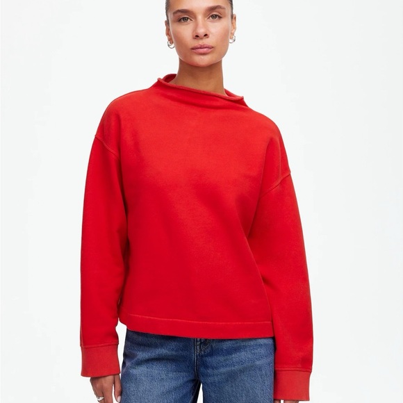 Madewell Tops - Madewell Vibrant Red Funnel Neck Sweatshirt